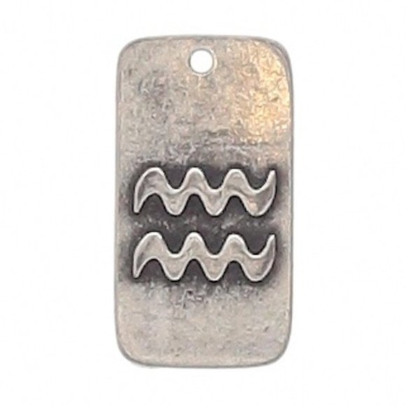 Aquarius DOG TAG Zodiac Sign Pendant pewter NEW - Picture 1 of 3